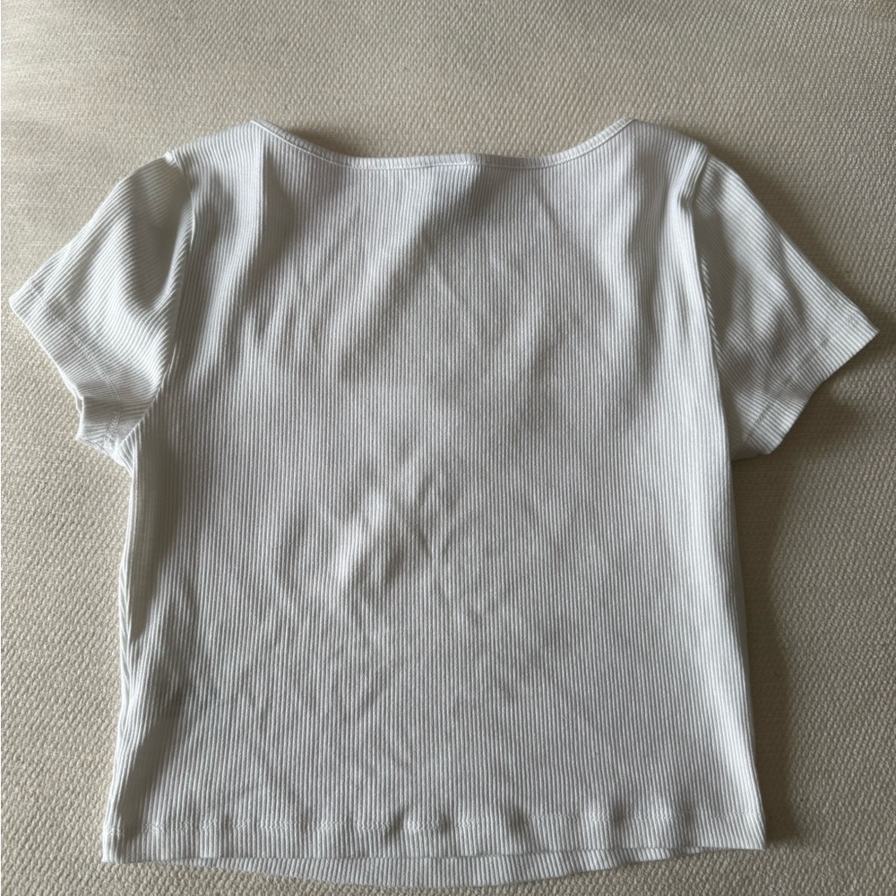 Wild Fable White Ribbed Square-Neck Crop Top - Picture 4 of 4